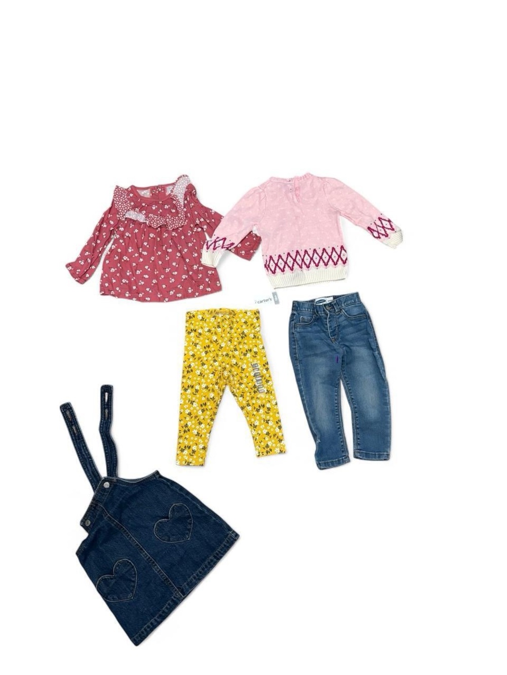 ✨Baby girl bundle of 5 with Long pants, Long sleeves and overalls✨